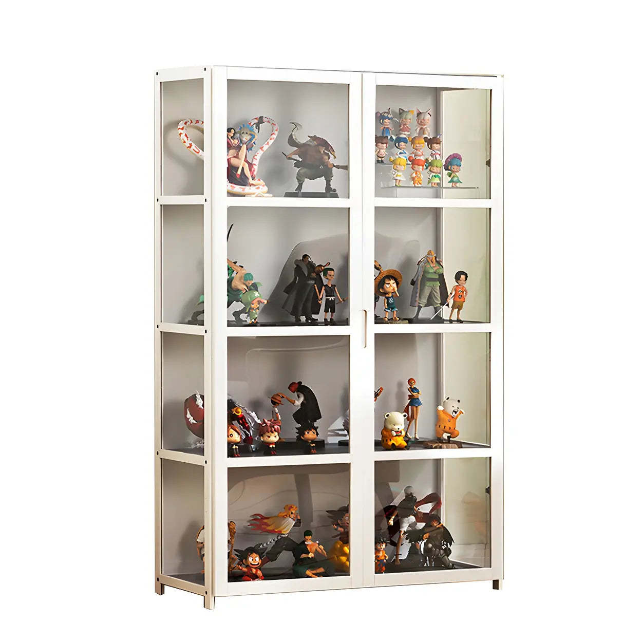 White Bamboo Clear Figure Display Cabinet