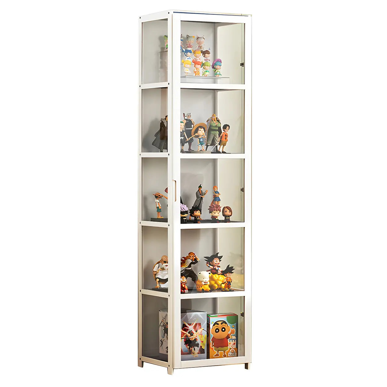White Bamboo Clear Figure Display Cabinet