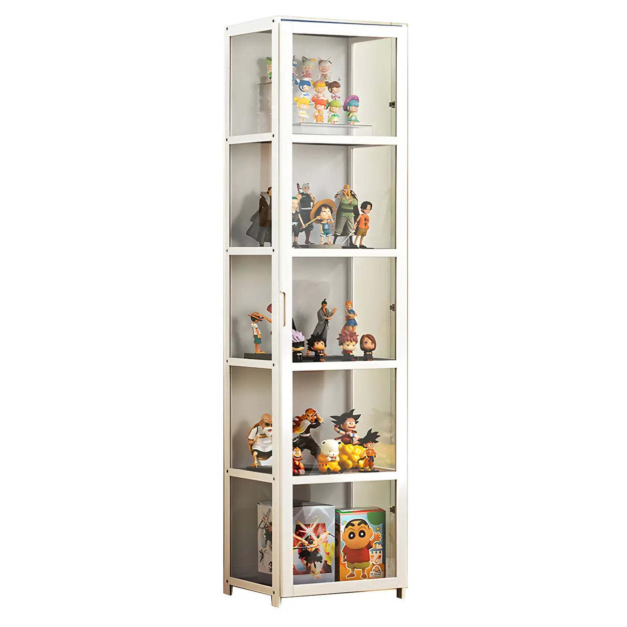 White Bamboo Clear Figure Display Cabinet