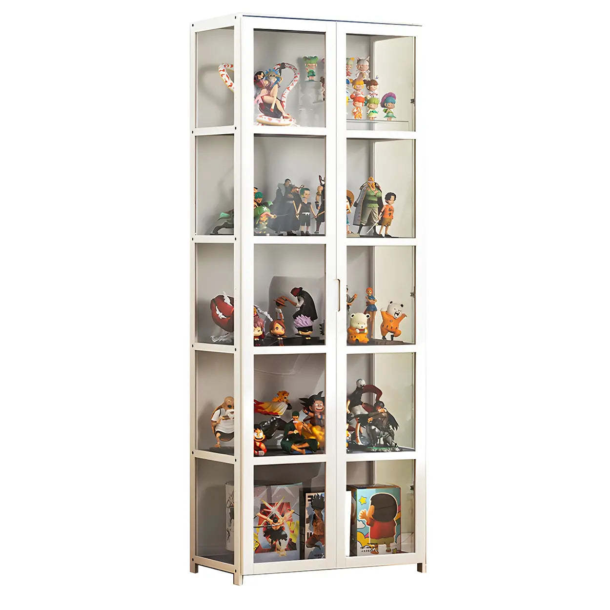 White Bamboo Clear Figure Display Cabinet