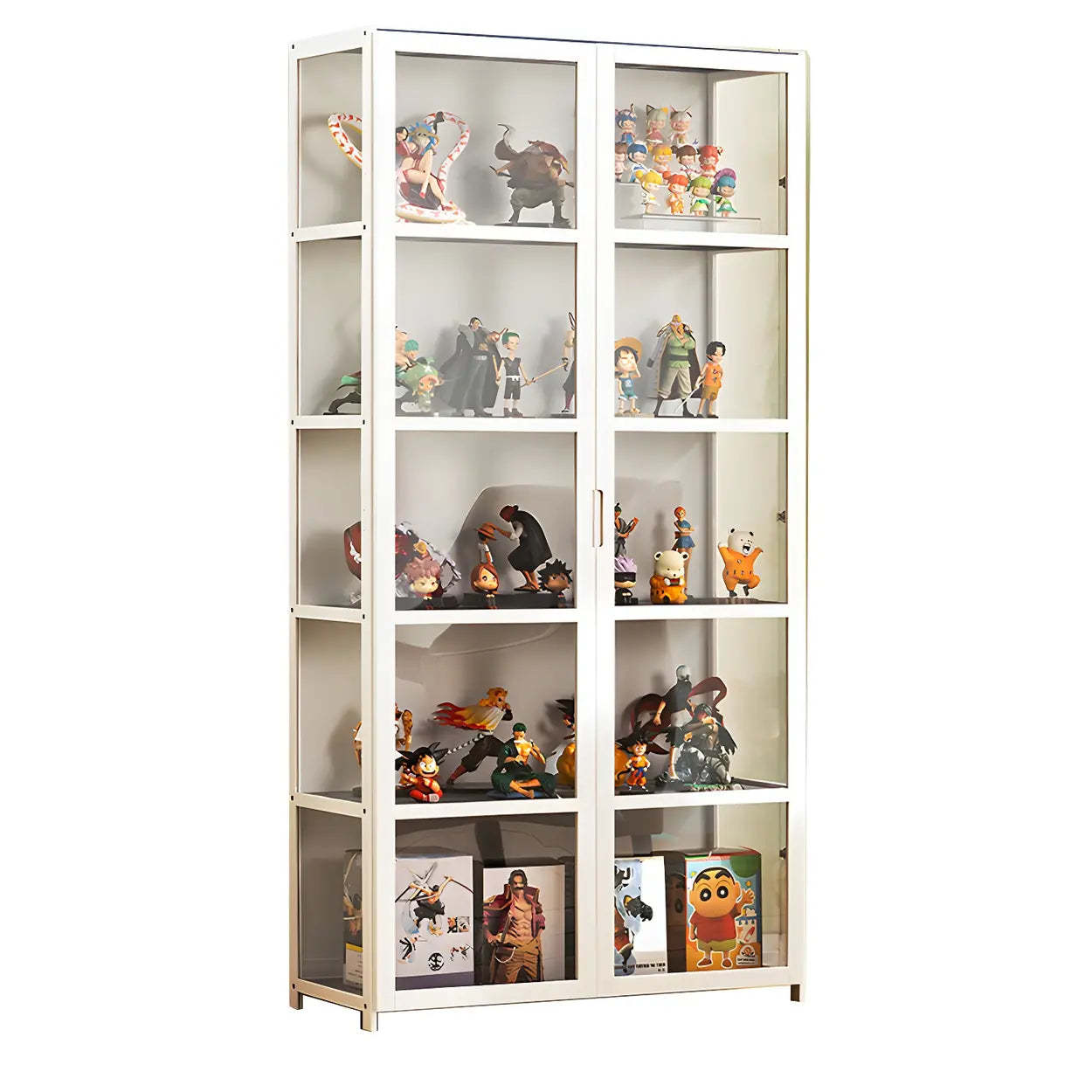 White Bamboo Clear Figure Display Cabinet