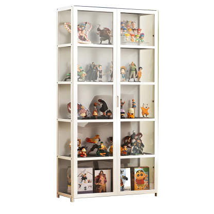 White Bamboo Clear Figure Display Cabinet