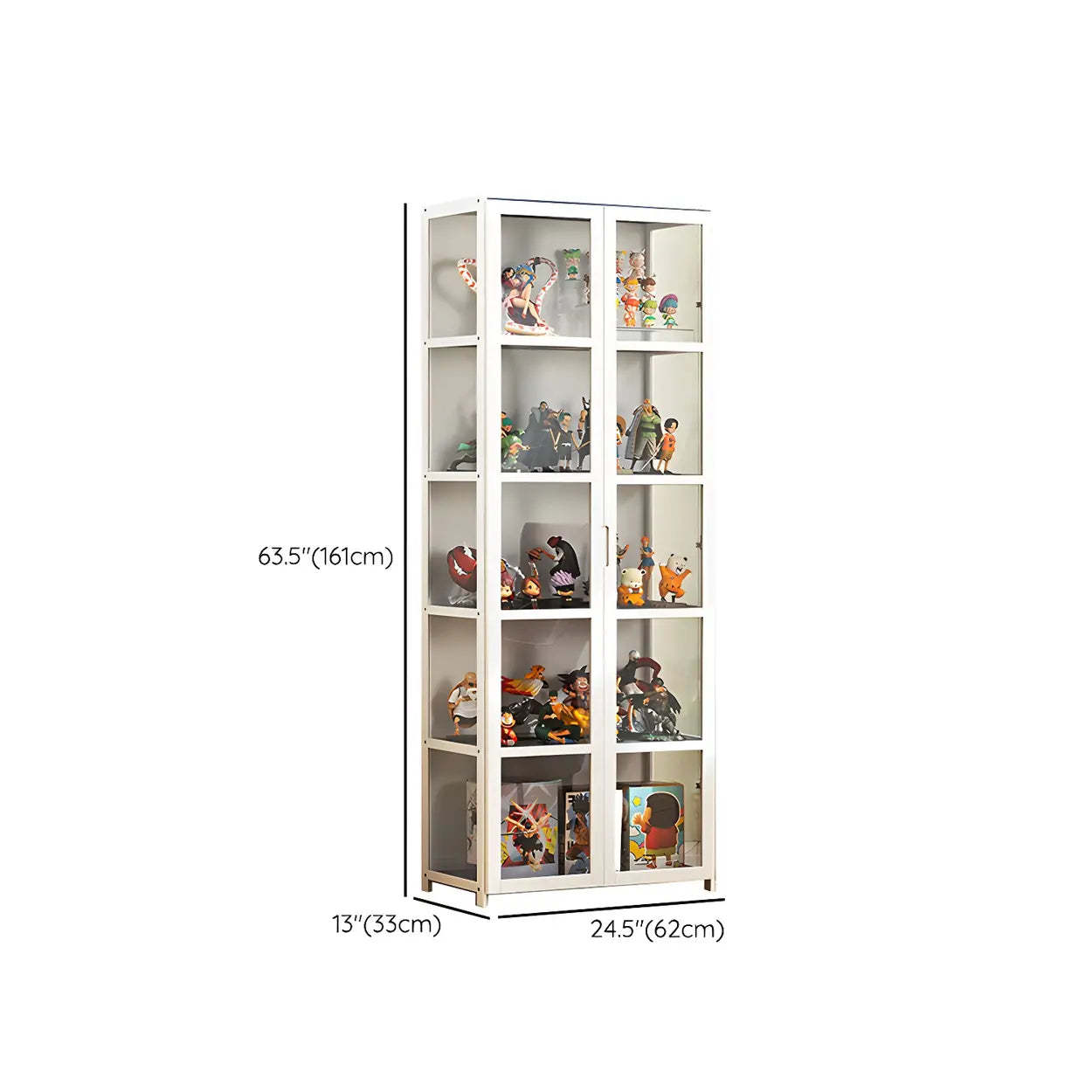 White Bamboo Clear Figure Display Cabinet