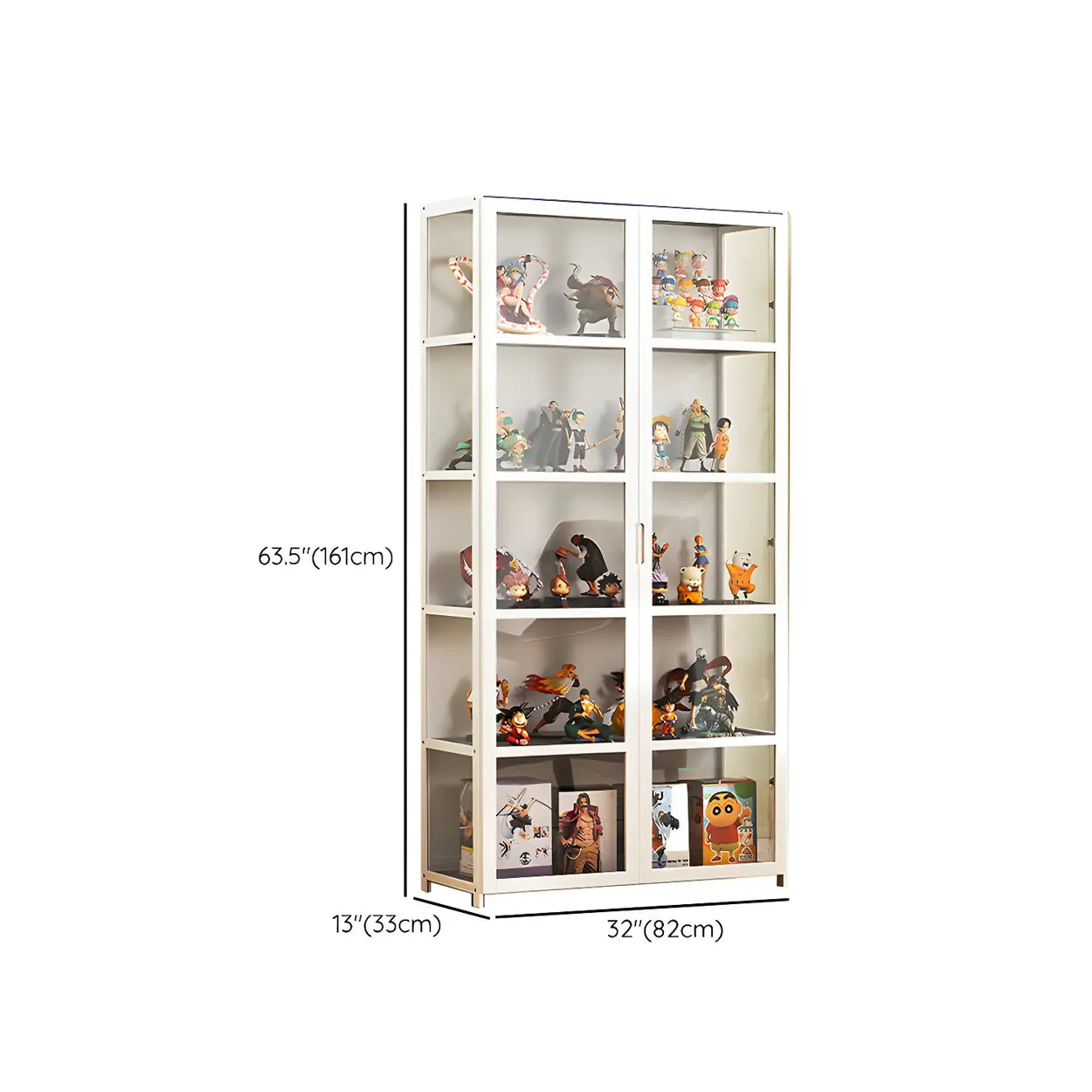 White Bamboo Clear Figure Display Cabinet