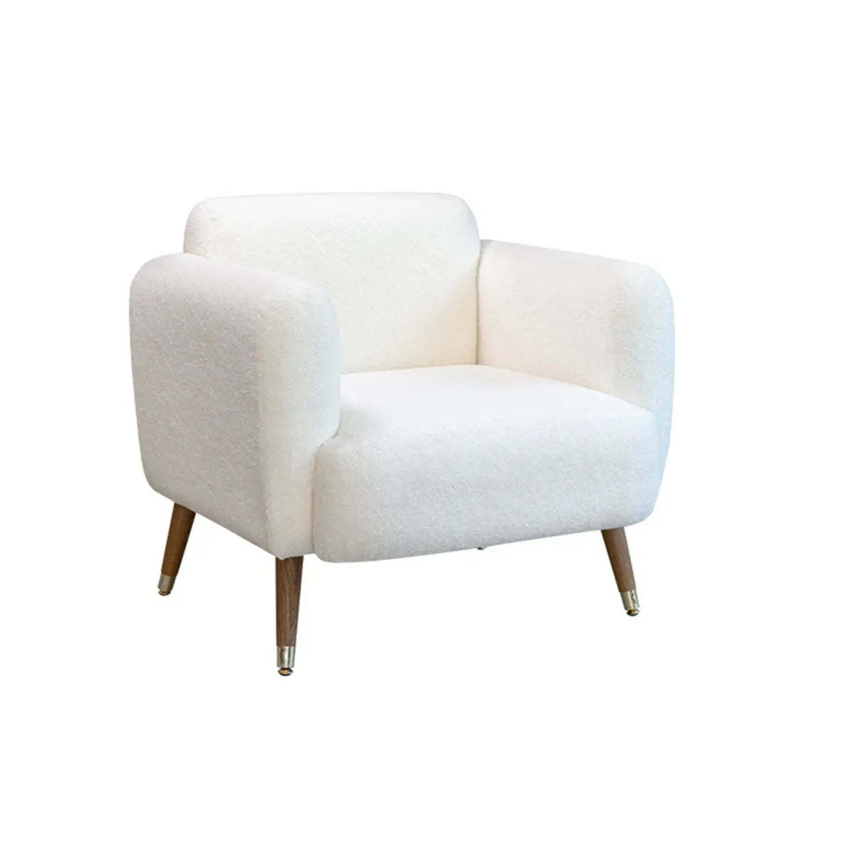 White Faux Cashmere Fixed-Back Arm Chair