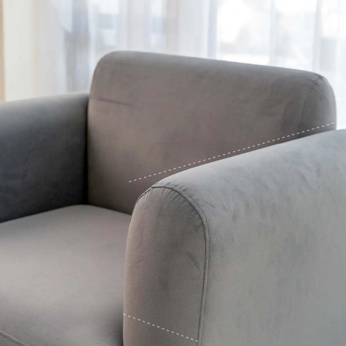 White Faux Cashmere Fixed-Back Arm Chair