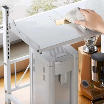White Fixed Metal Baker's Rack with Microwave Shelf