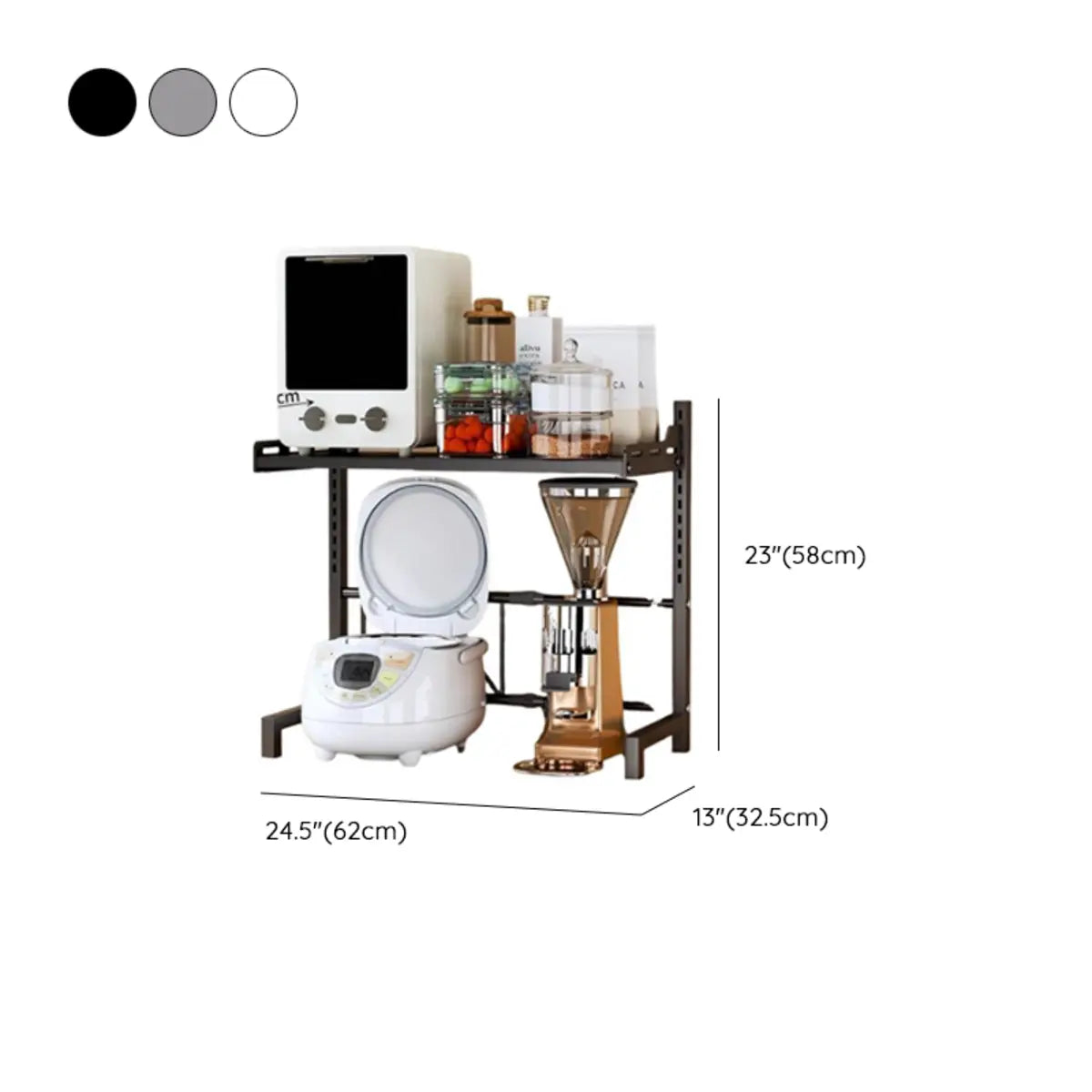 White Fixed Metal Baker's Rack with Microwave Shelf