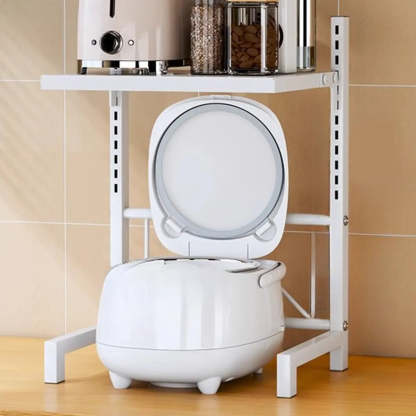 White Fixed Metal Baker's Rack with Microwave Shelf — White