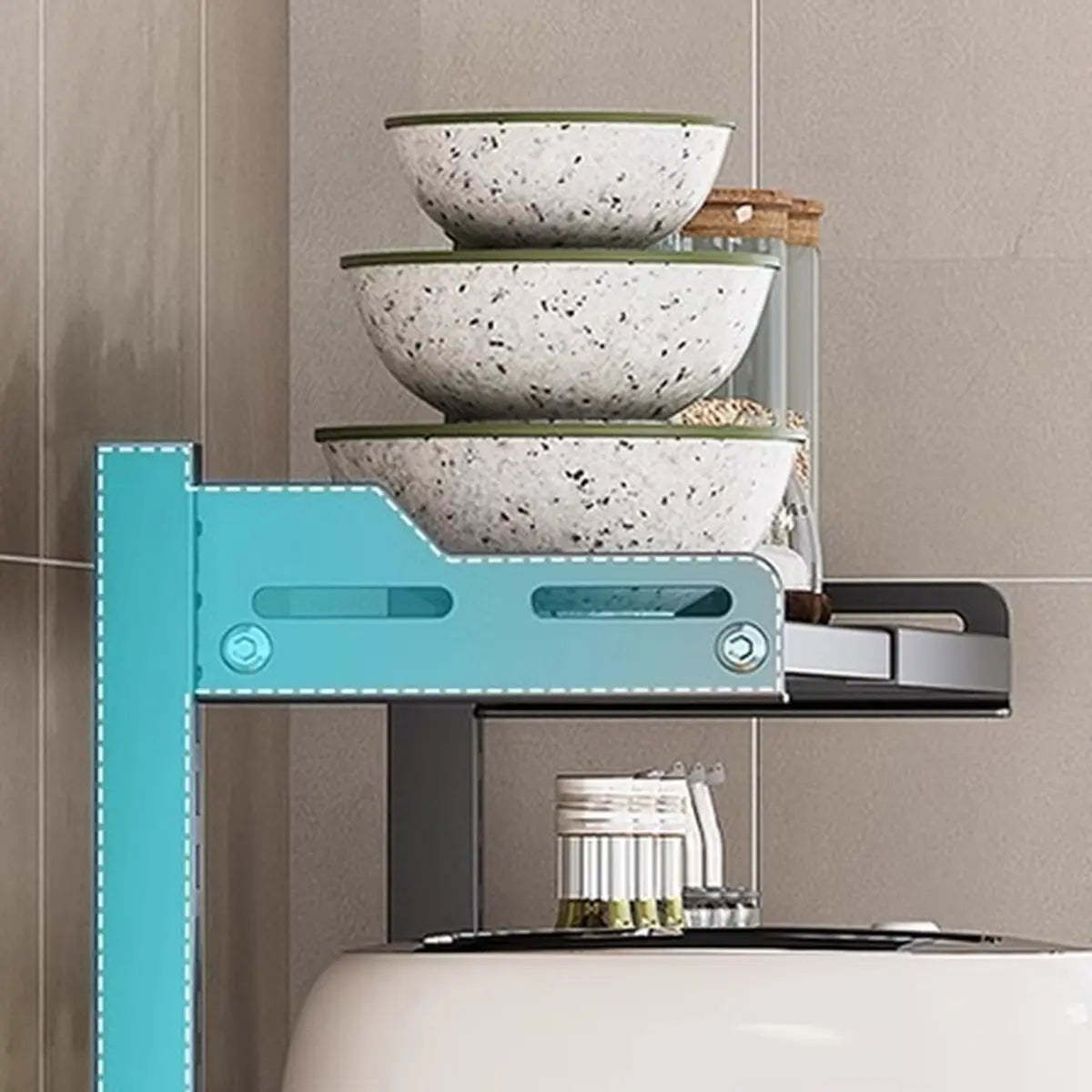 White Fixed Metal Baker's Rack with Microwave Shelf — White