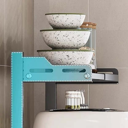 White Fixed Metal Baker's Rack with Microwave Shelf — White