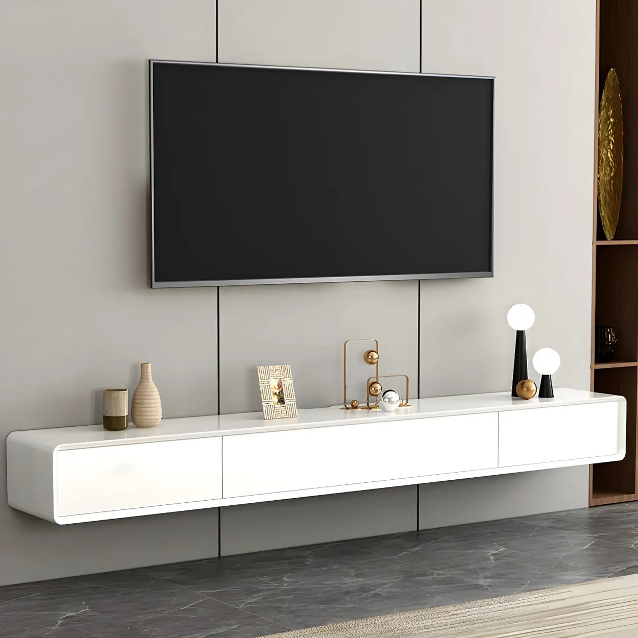 Floating Oak TV Stand with Drawers