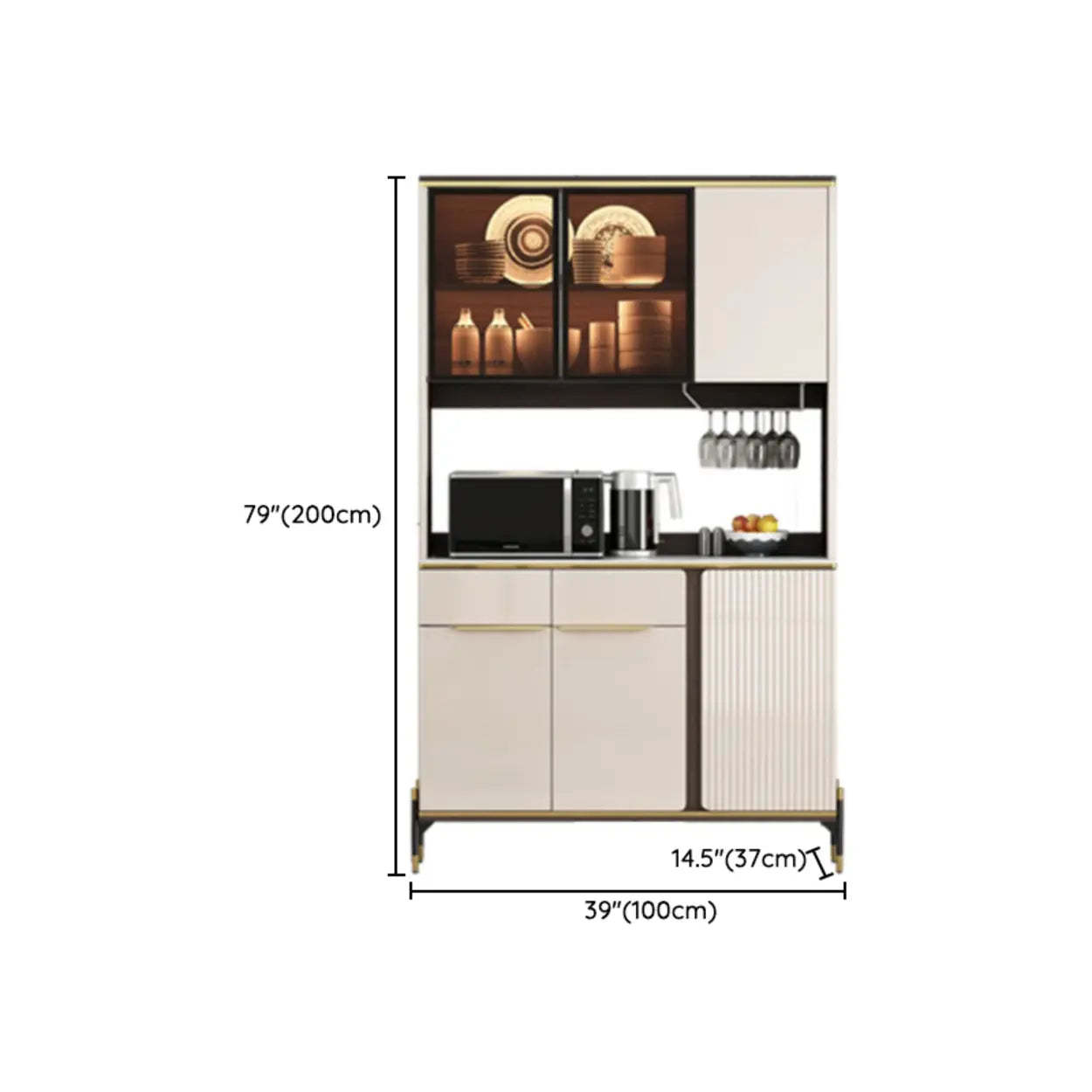 White Wood Kitchen Hutch China Cabinet