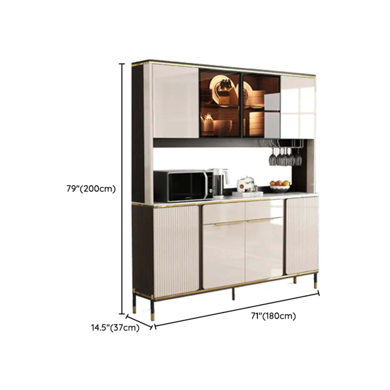 White Wood Kitchen Hutch China Cabinet