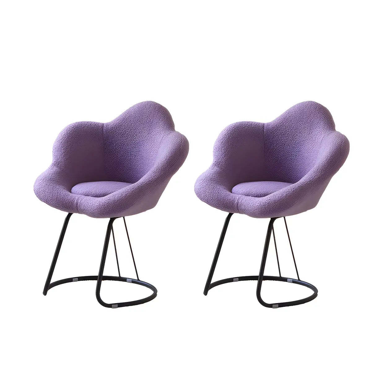White Flower-Shaped Faux Fur Swivel Vanity Stool — Grey / Pulley / 2 Piece Set