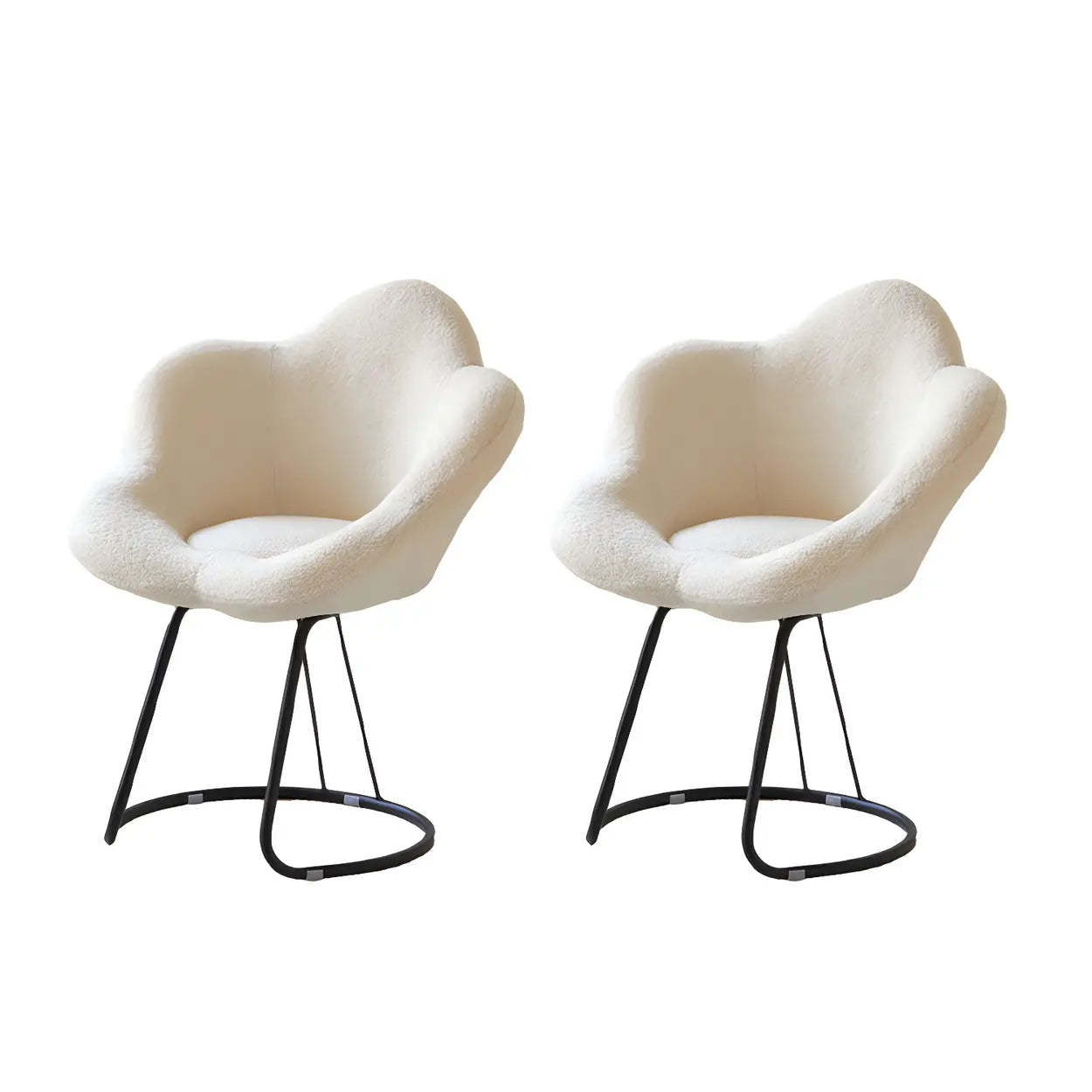 White Flower-Shaped Faux Fur Swivel Vanity Stool