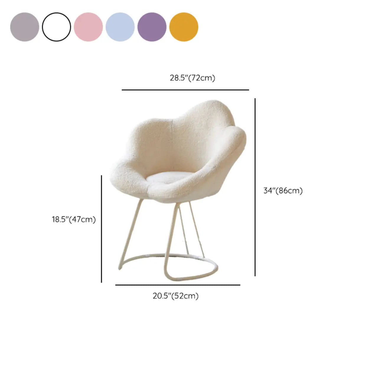 White Flower-Shaped Faux Fur Swivel Vanity Stool