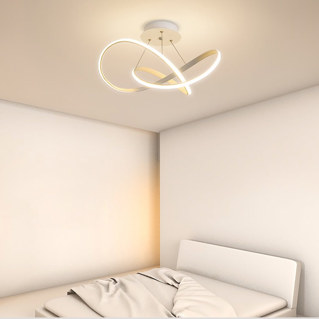 White Flush Mount Ceiling Light Cord Ribbon Adjustable Dimmable Light-Lighom
