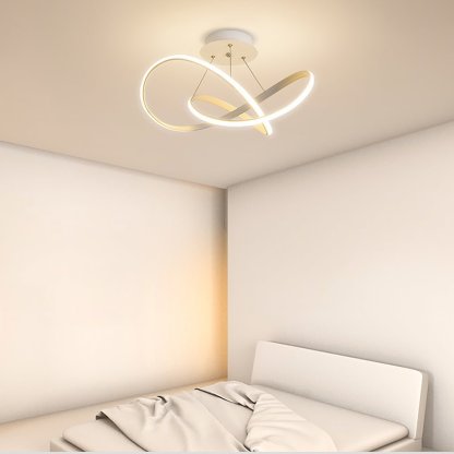 White Flush Mount Ceiling Light Cord Ribbon Adjustable Dimmable Light-Lighom