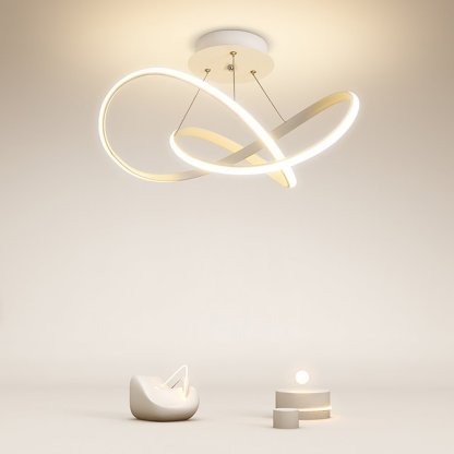 White Flush Mount Ceiling Light Cord Ribbon Adjustable Dimmable Light-Lighom