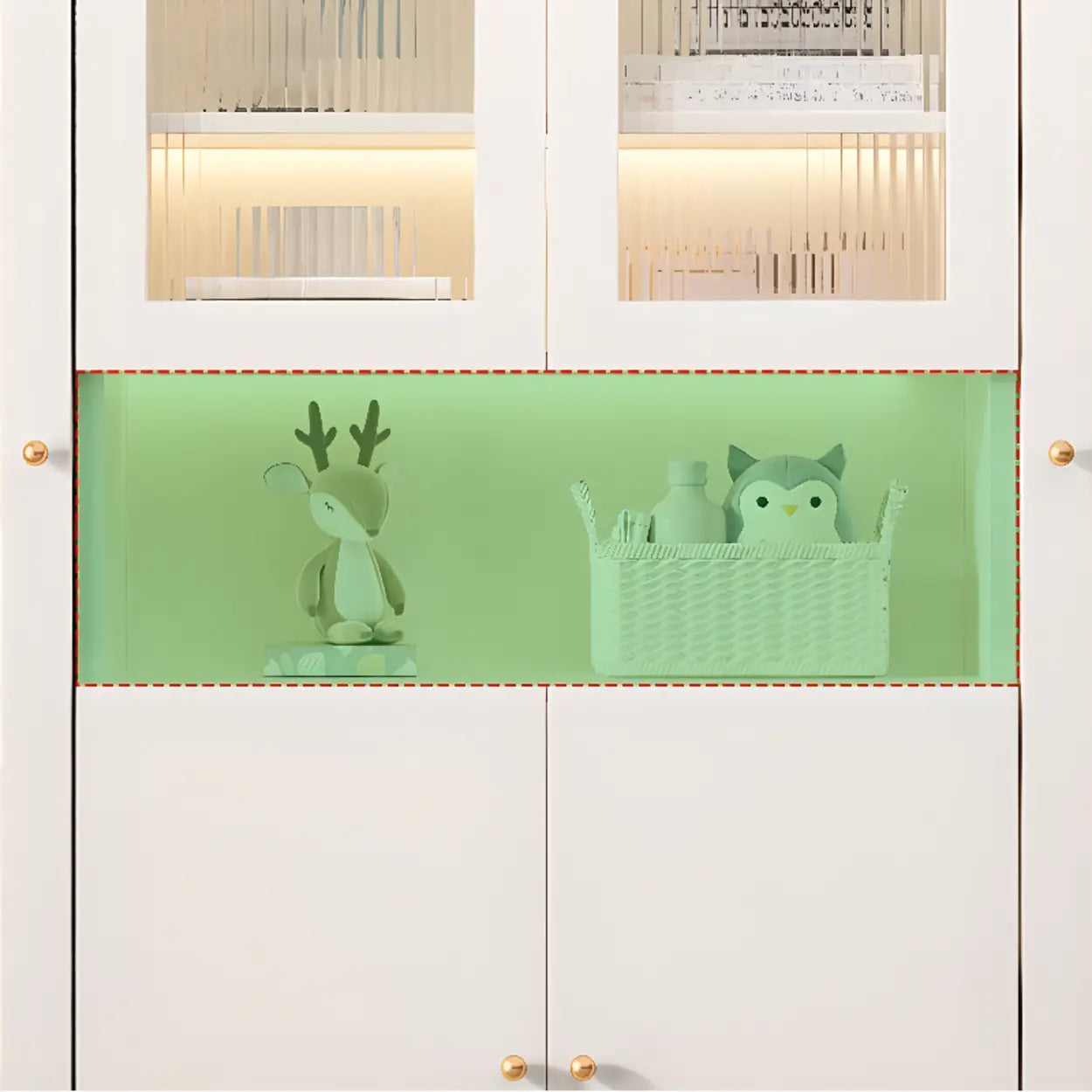 White French Wood Glass-Door Display Bookcase — Transparent Glass / 1