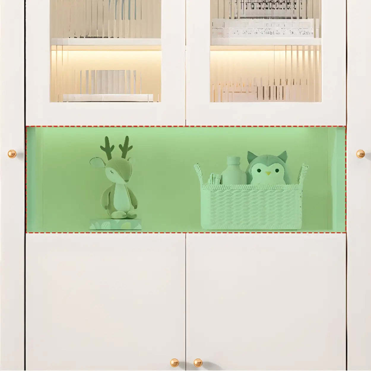White French Wood Glass-Door Display Bookcase — Transparent Glass / 1