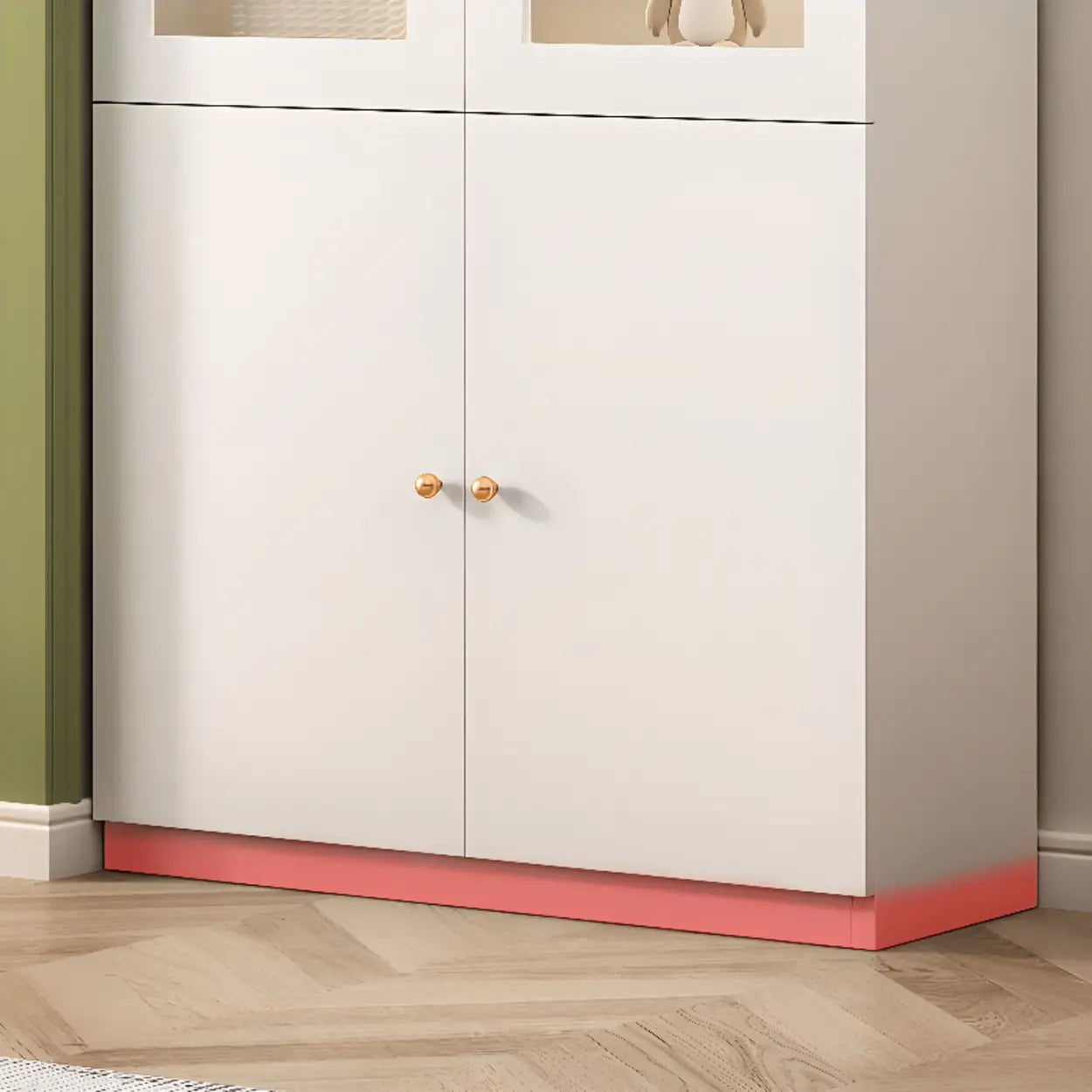 White French Wood Glass-Door Display Bookcase — Transparent Glass / 1