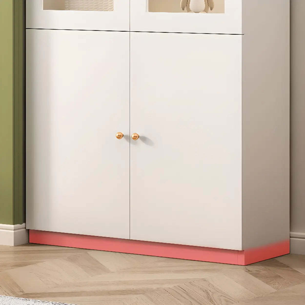 White French Wood Glass-Door Display Bookcase — Transparent Glass / 1