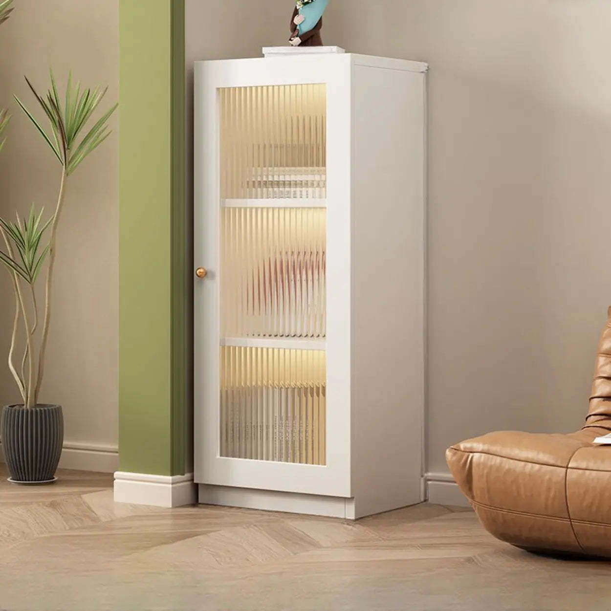 White French Wood Glass-Door Display Bookcase — Transparent Glass / 2