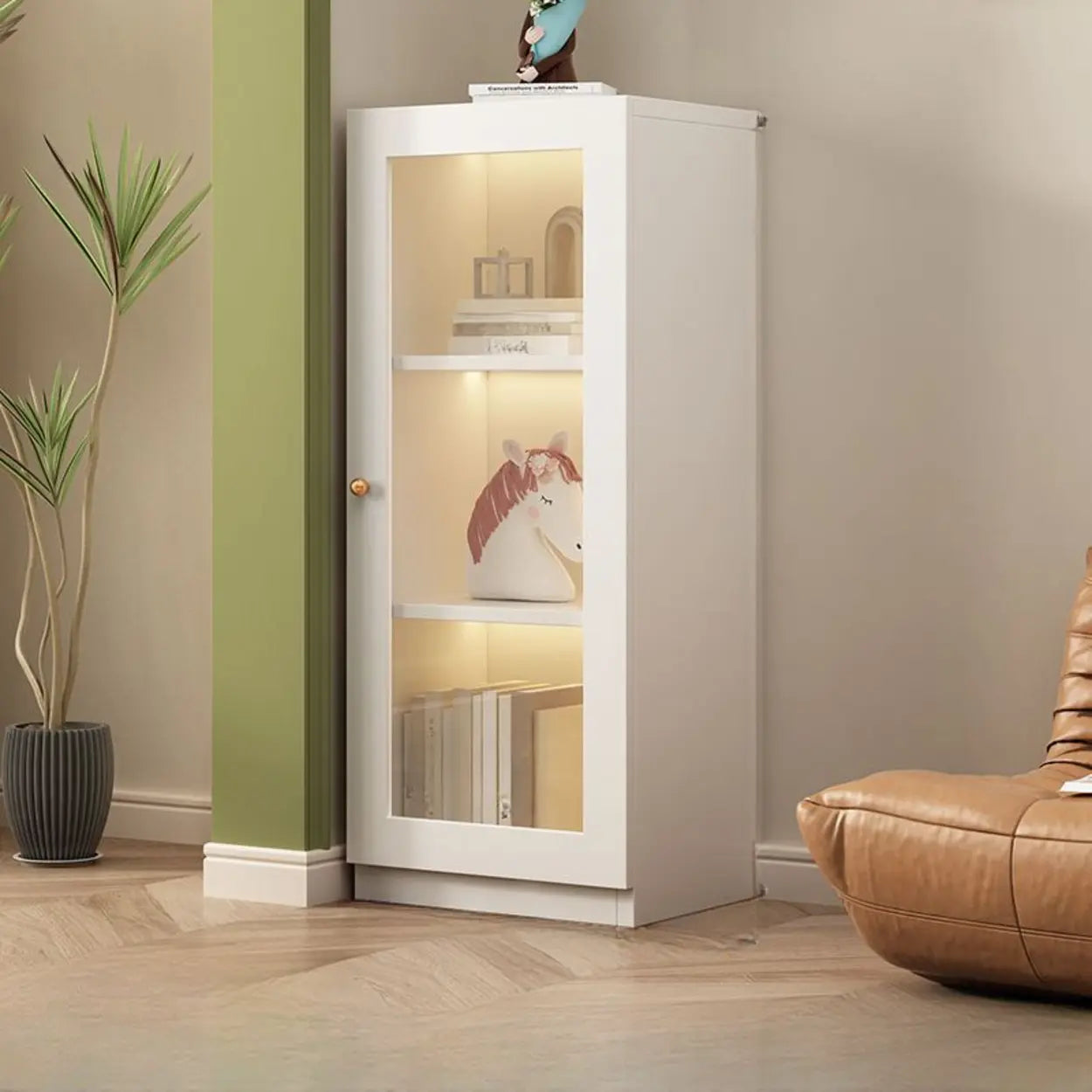 White French Wood Glass-Door Display Bookcase — Changhong Glass / 1