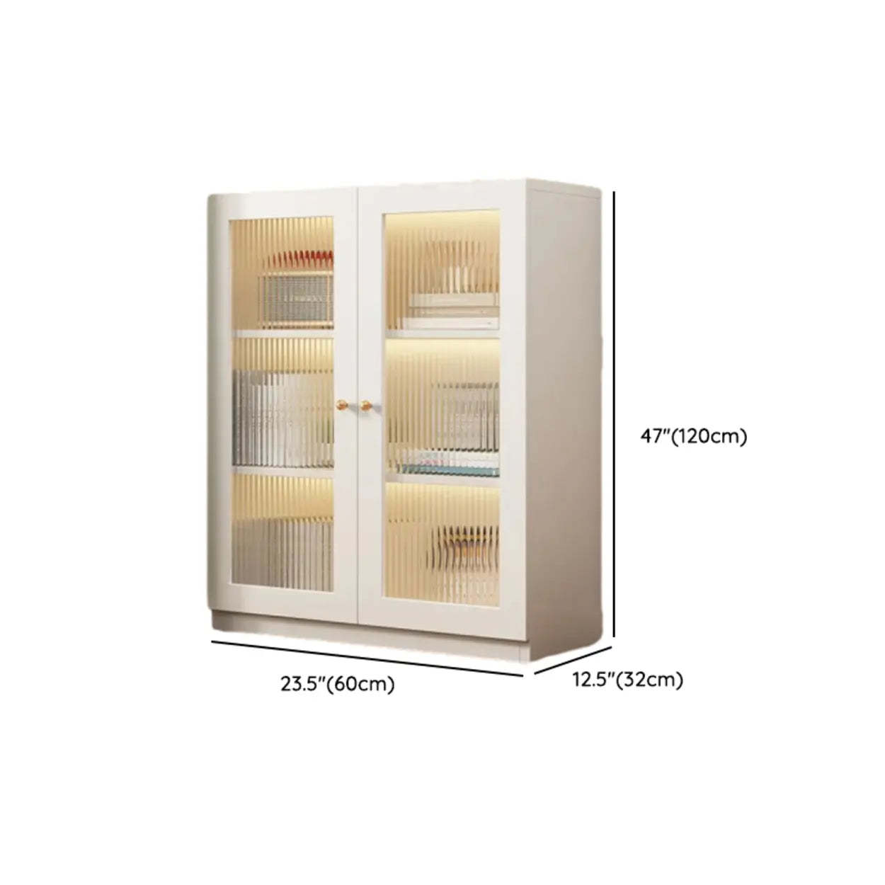 White French Wood Glass-Door Display Bookcase