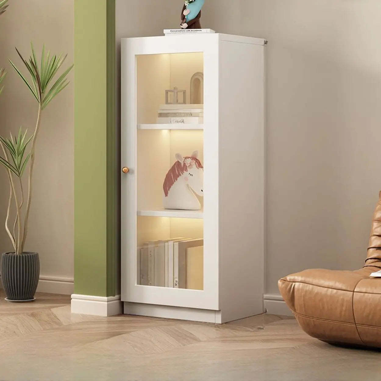 White French Wood Glass-Door Display Bookcase — Changhong Glass / 1