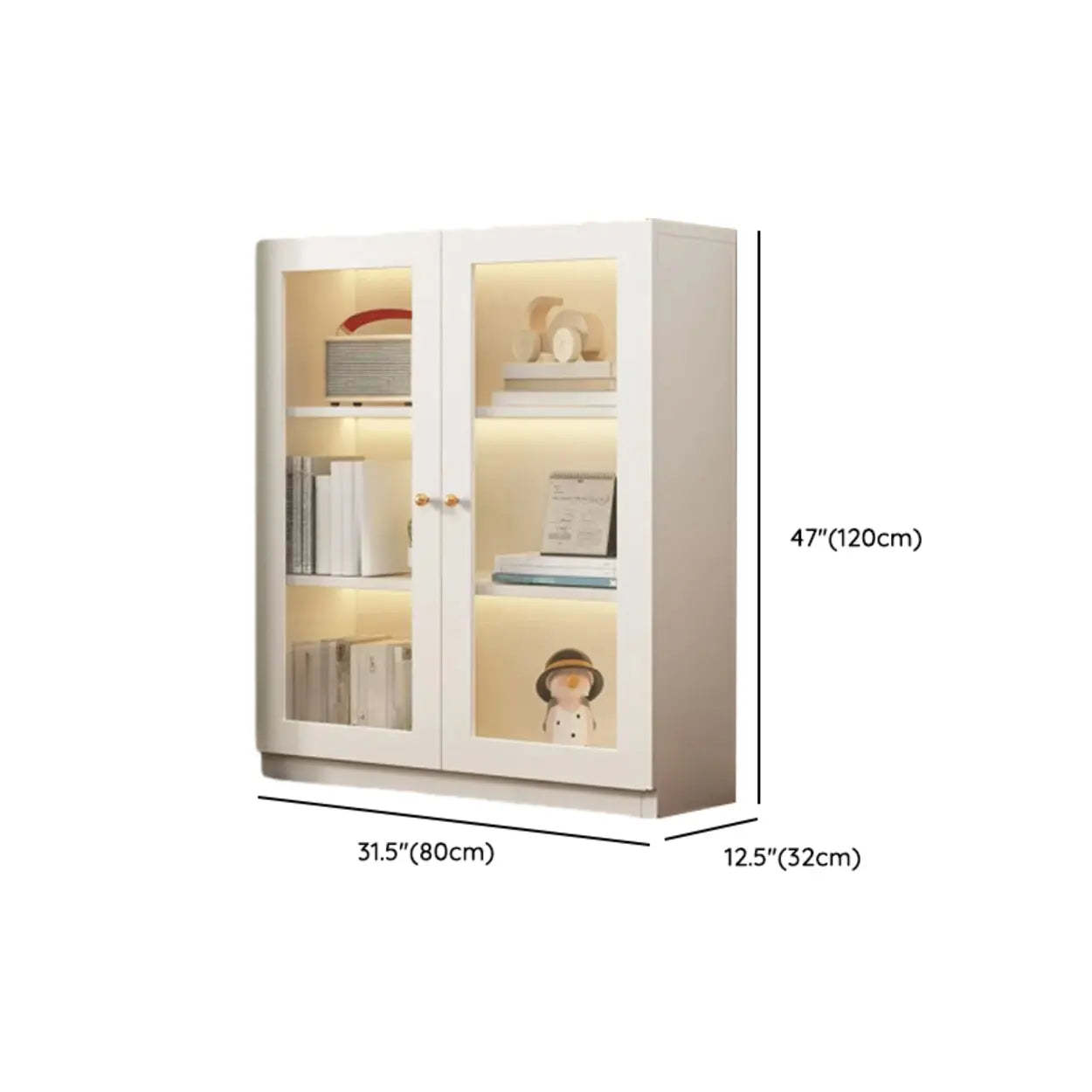 White French Wood Glass-Door Display Bookcase