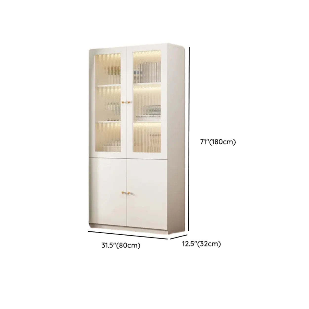 White French Wood Glass-Door Display Bookcase