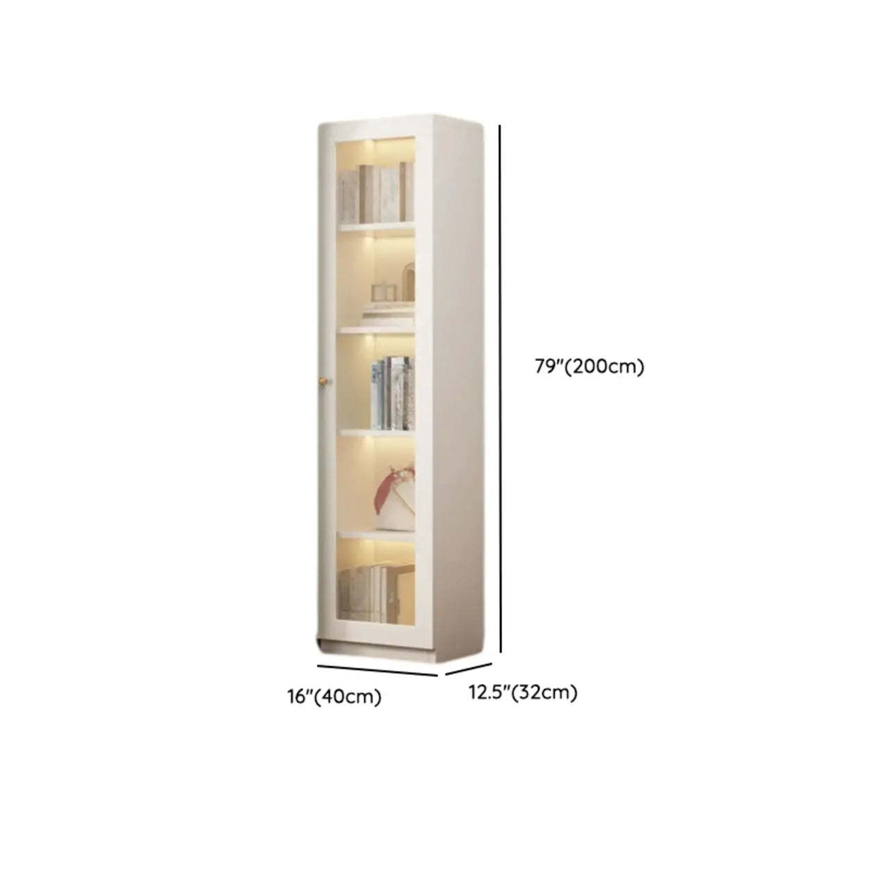 White French Wood Glass-Door Display Bookcase