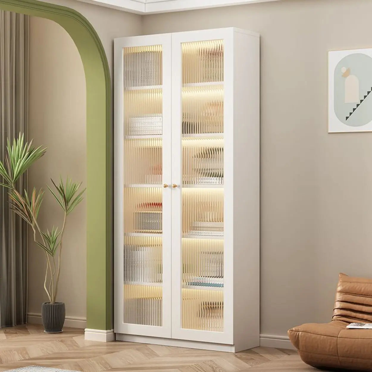 White French Wood Glass-Door Display Bookcase — Changhong Glass / 1