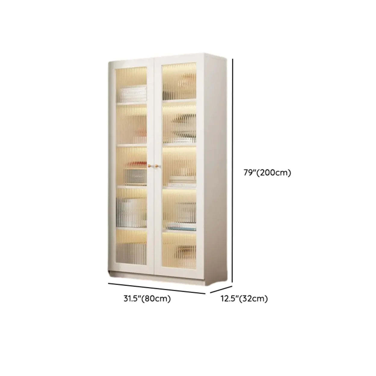 White French Wood Glass-Door Display Bookcase