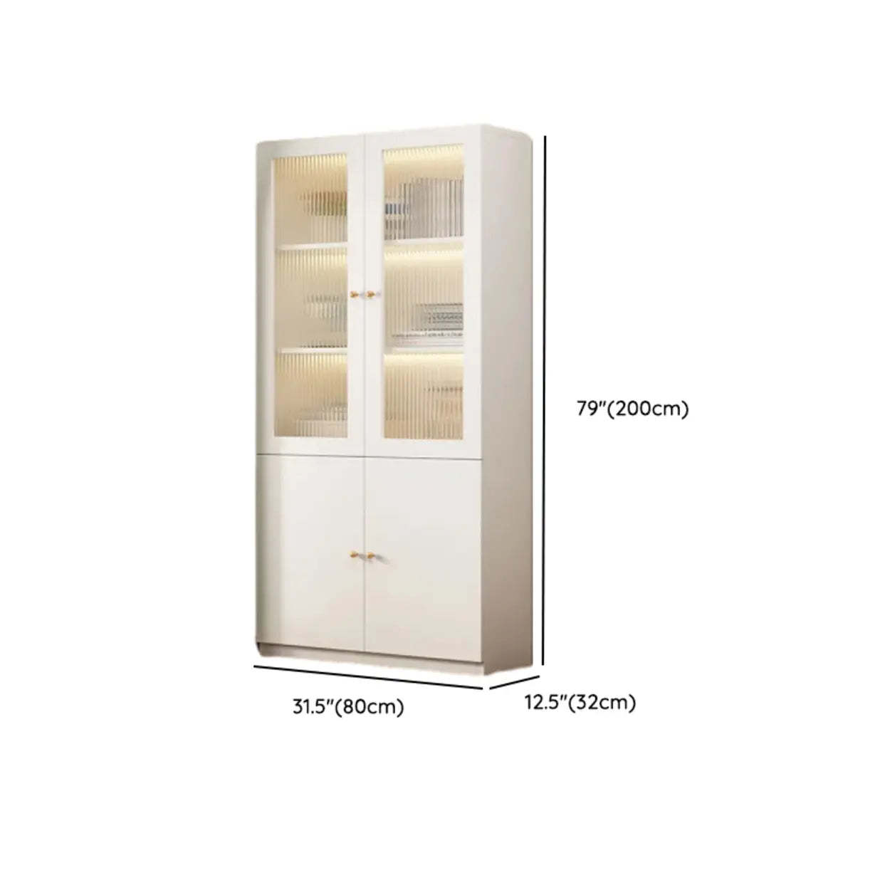 White French Wood Glass-Door Display Bookcase