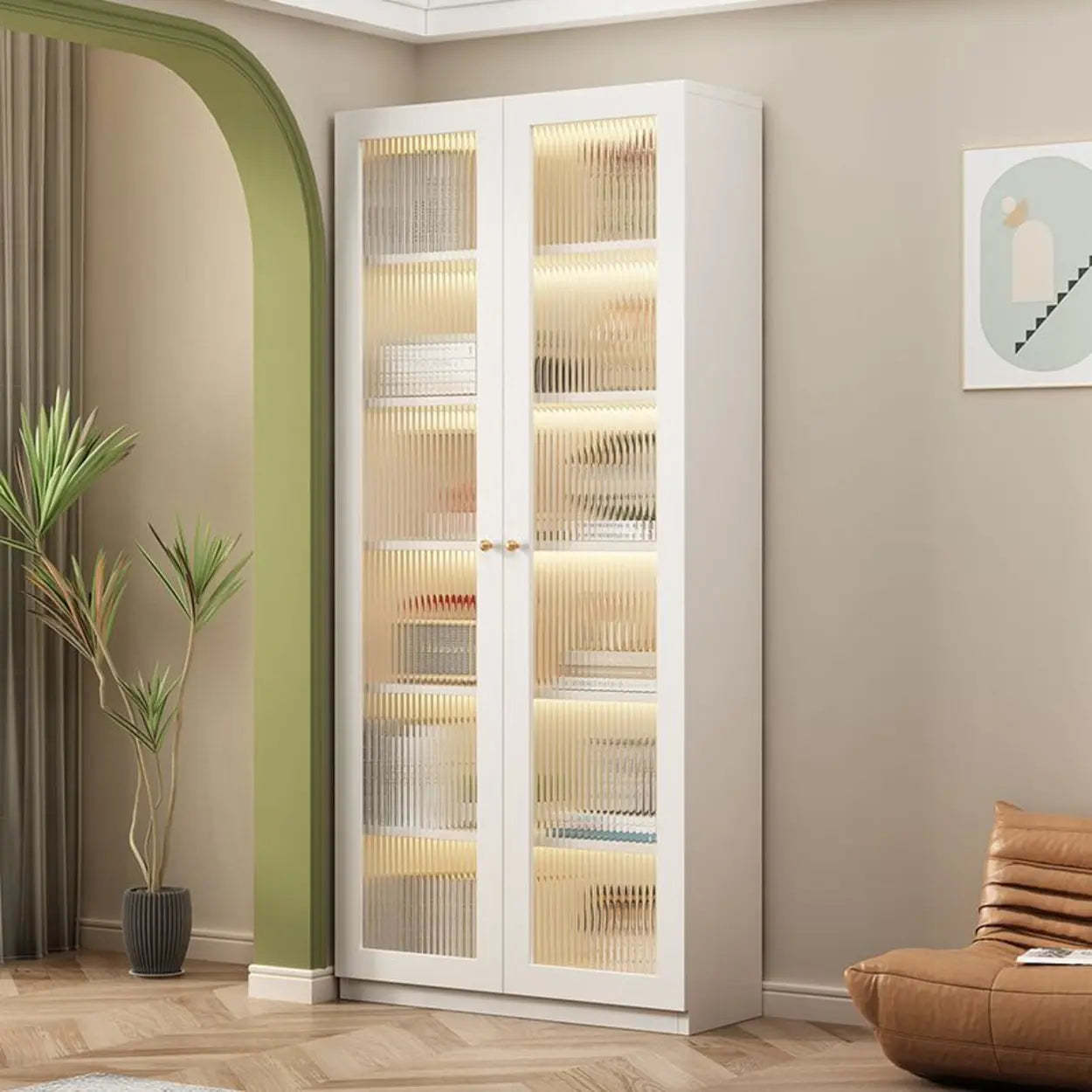 White French Wood Glass-Door Display Bookcase — Changhong Glass / 1