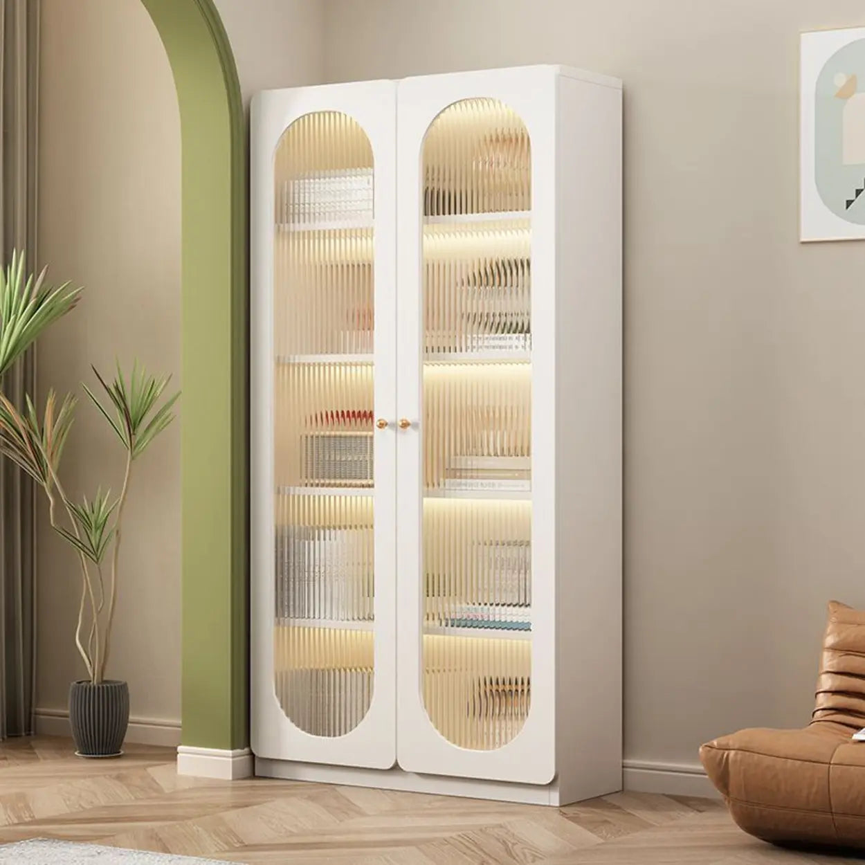 White French Wood Glass-Door Display Bookcase — Changhong Glass / 1