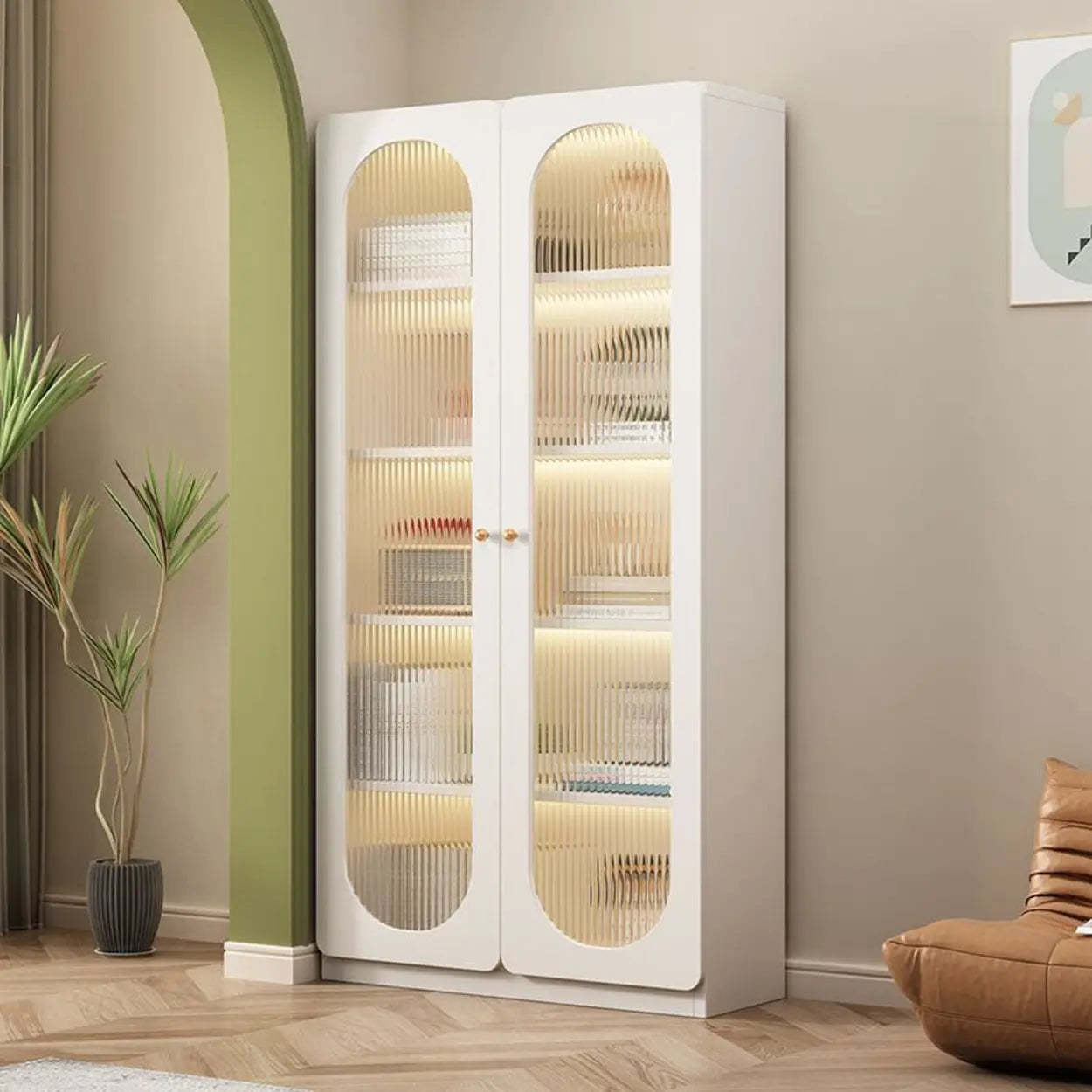 White French Wood Glass-Door Display Bookcase — Changhong Glass / 1