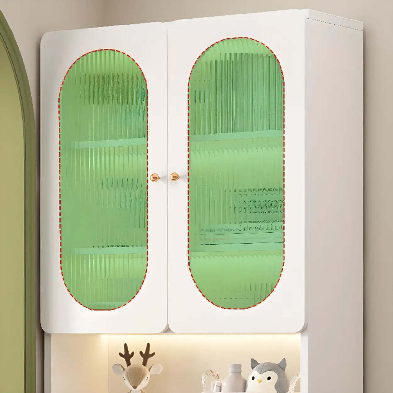 White French Wood Glass-Door Display Bookcase — Changhong Glass / 1