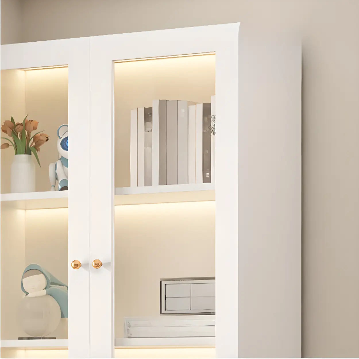 White French Wood Glass-Door Display Bookcase — Changhong Glass / 2