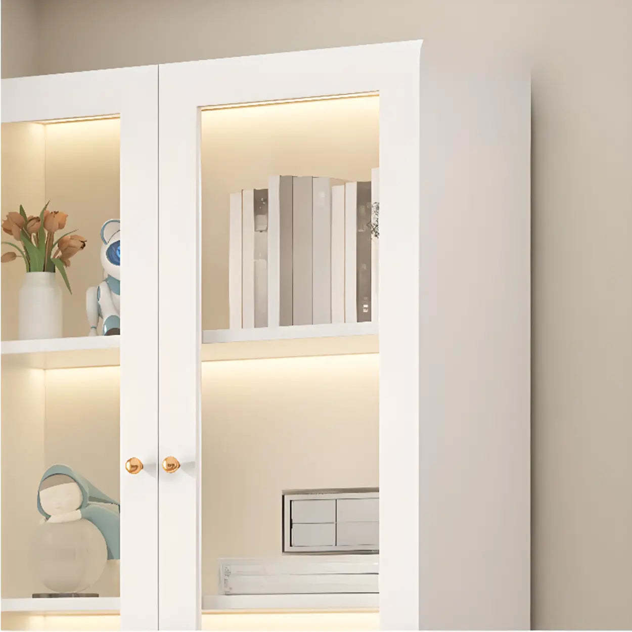 White French Wood Glass-Door Display Bookcase — Changhong Glass / 2