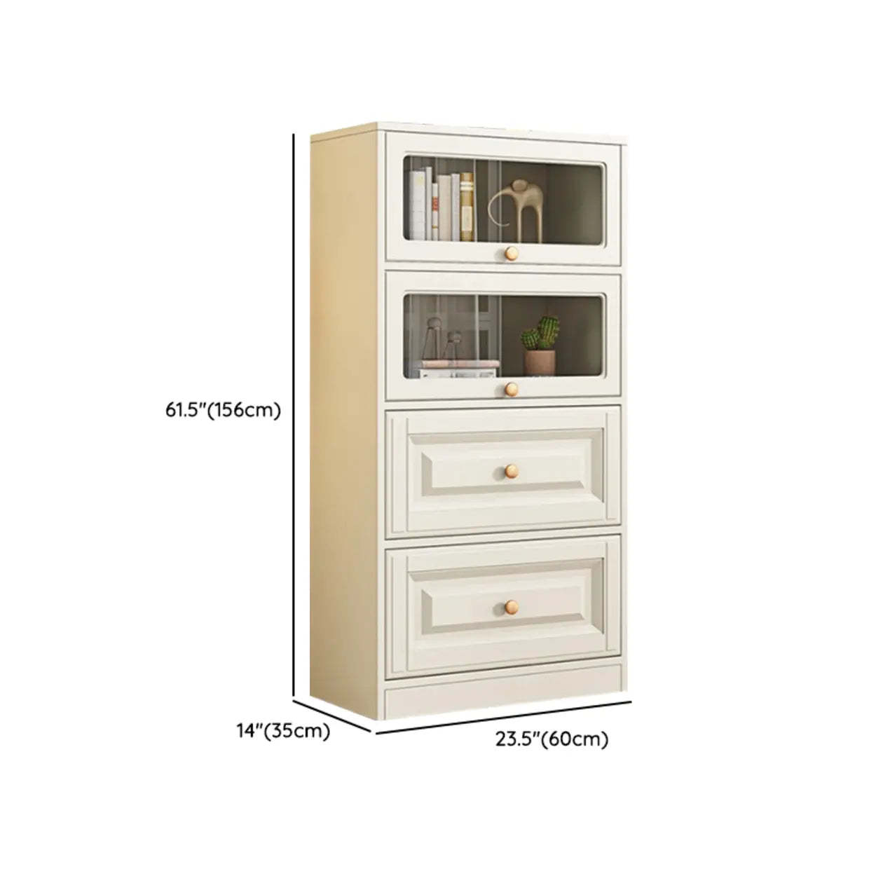 White French Vertical Wood Drawer Bookcase