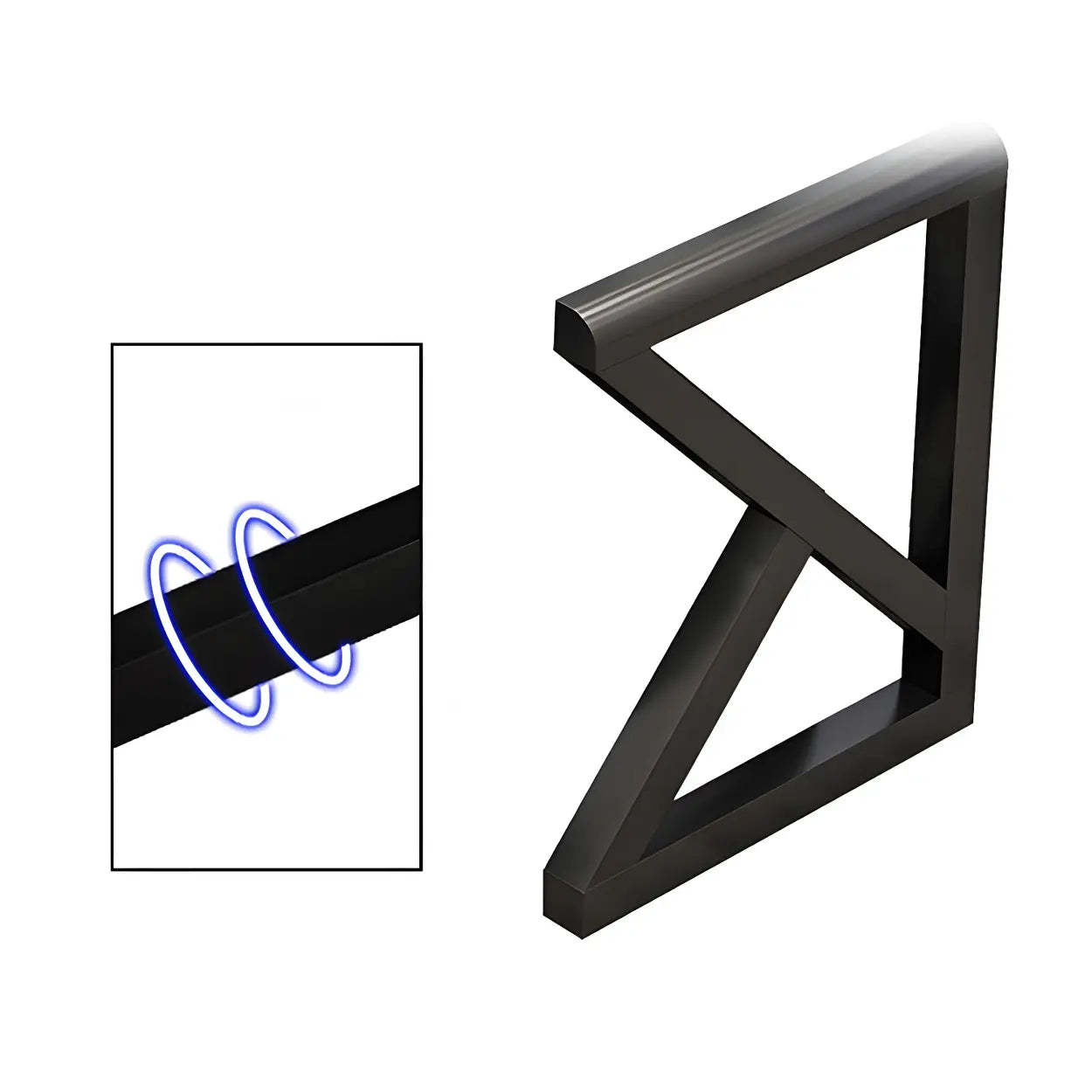 White Glass Steel Sledge Gaming Desk — Black and White / Table Only