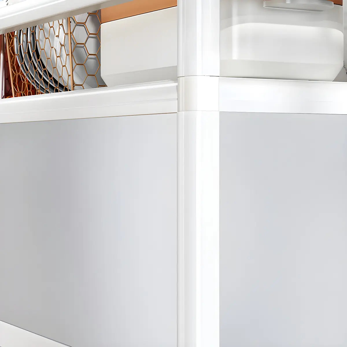 White Glass Shelf Metal Baker's Rack with Cabinets — White