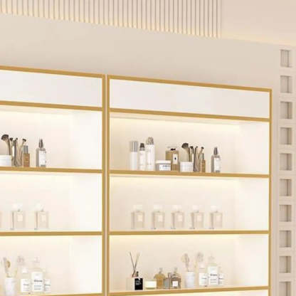 White-Gold Rectangular Faux Wood Display Cabinet — Changhong Glass / White