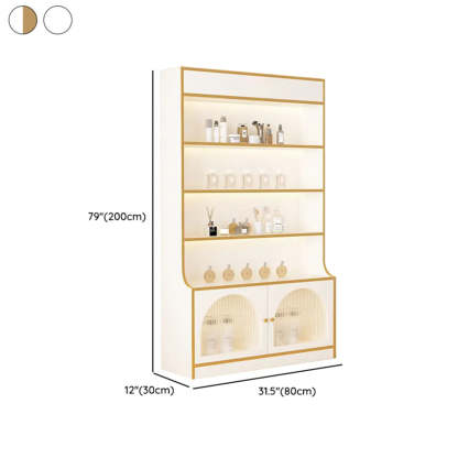 White-Gold Rectangular Faux Wood Display Cabinet