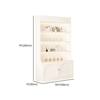 White-Gold Rectangular Faux Wood Display Cabinet